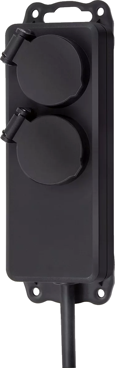 Steckdosenverteiler IP44 2-fach schwarz 2m H07RN-F