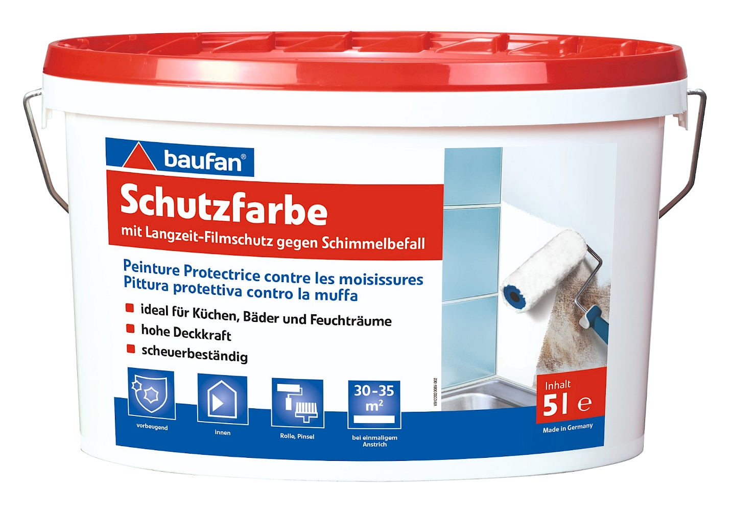 5 Liter BAUFAN Anti-Schimmelfarbe für Feuchträume