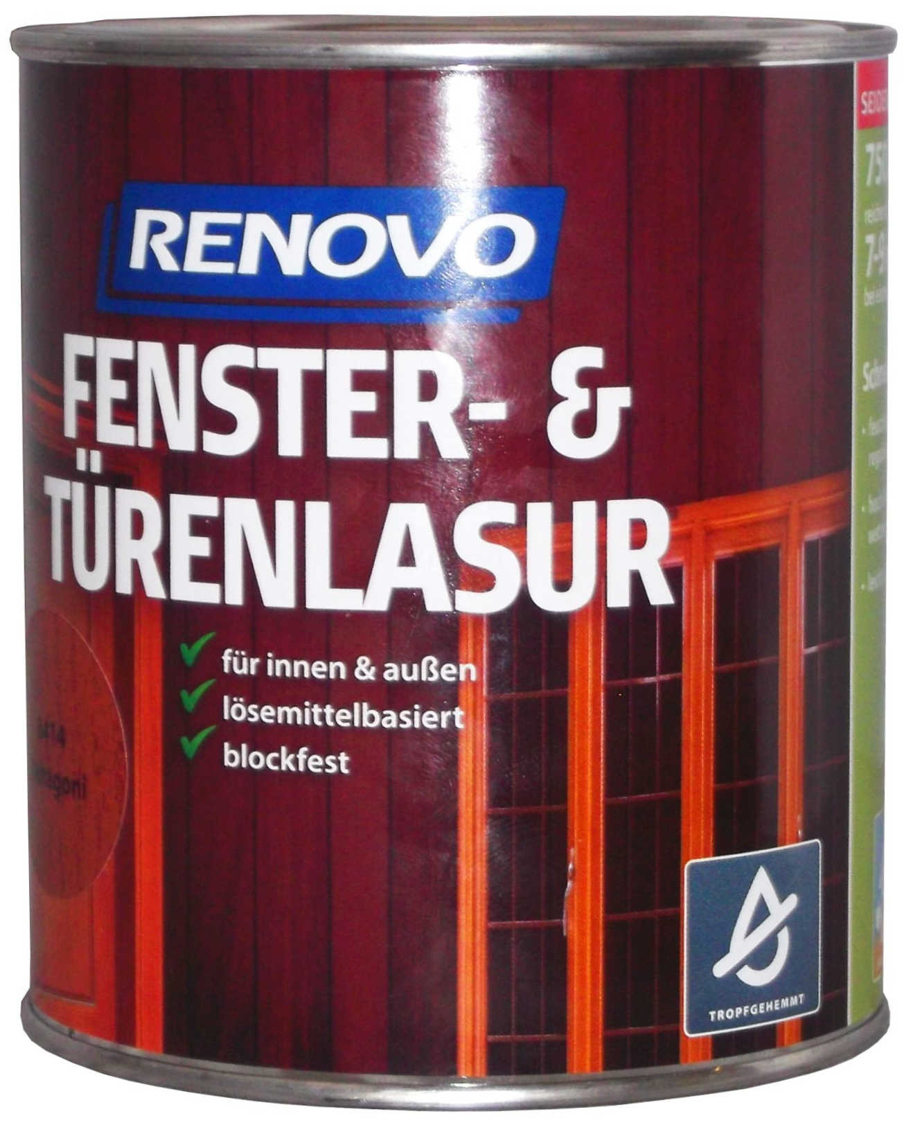 750ml Renovo Fenster&Türenlasur Nr.8410 nussbaum