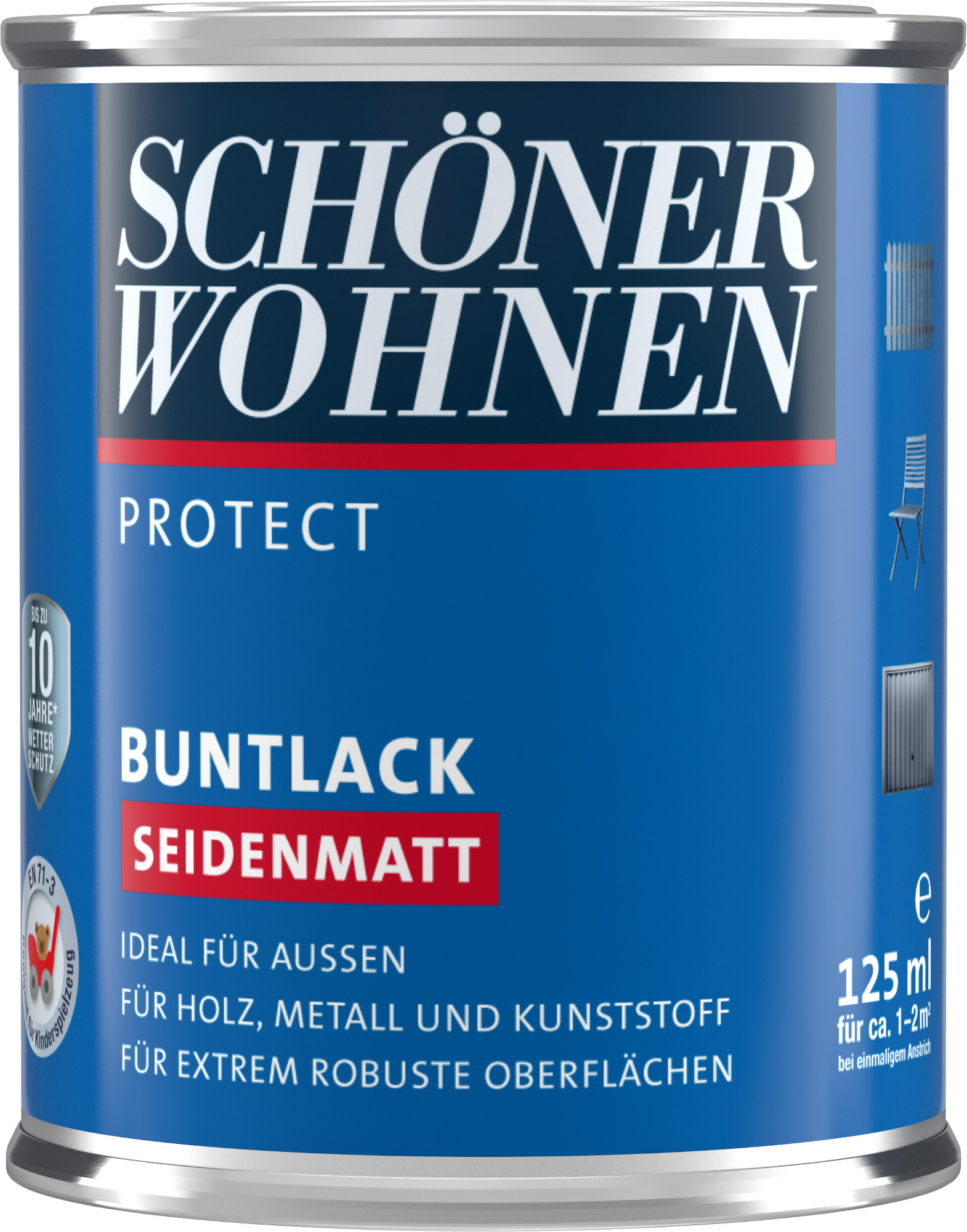 125ml Schöner Wohnen Protect Buntlack seidenmatt RAL 7016 Anthrazitgrau