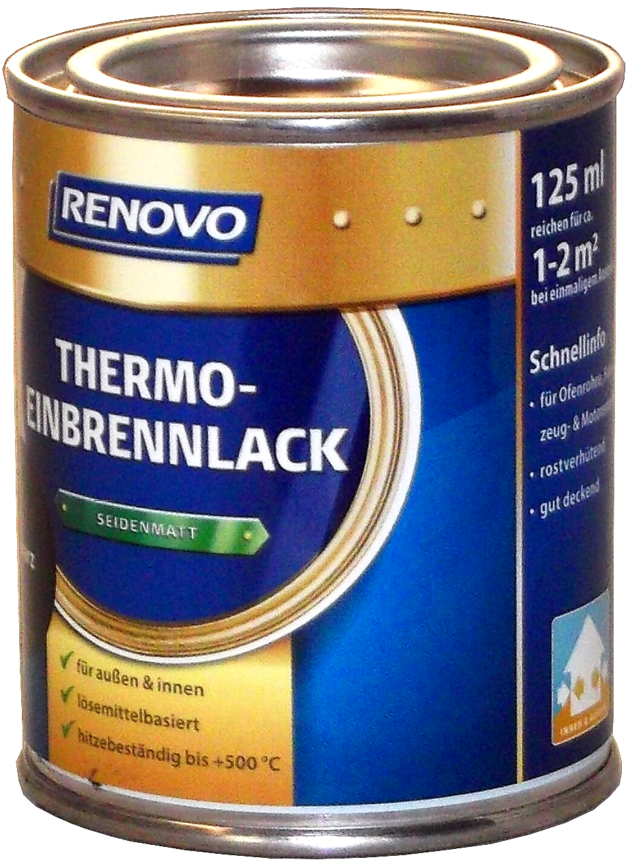 125ml Renovo Thermolack Einbrennlack schwarz