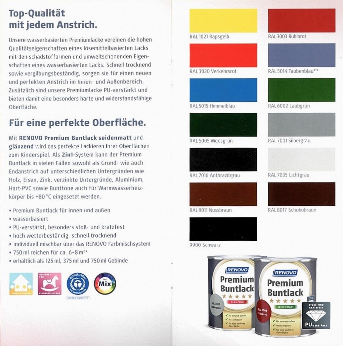 375ml Renovo Premium Buntlack glänzend RAL7035 Lichtgrau