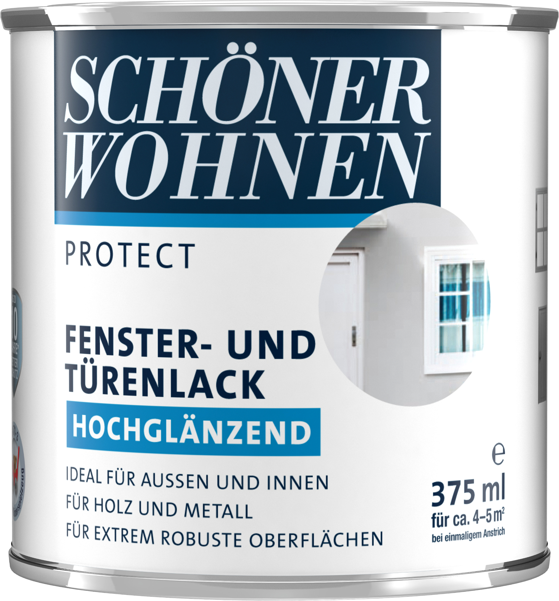 375ml Schöner Wohnen Protect Fenster- und Türenlack glänzend weiss