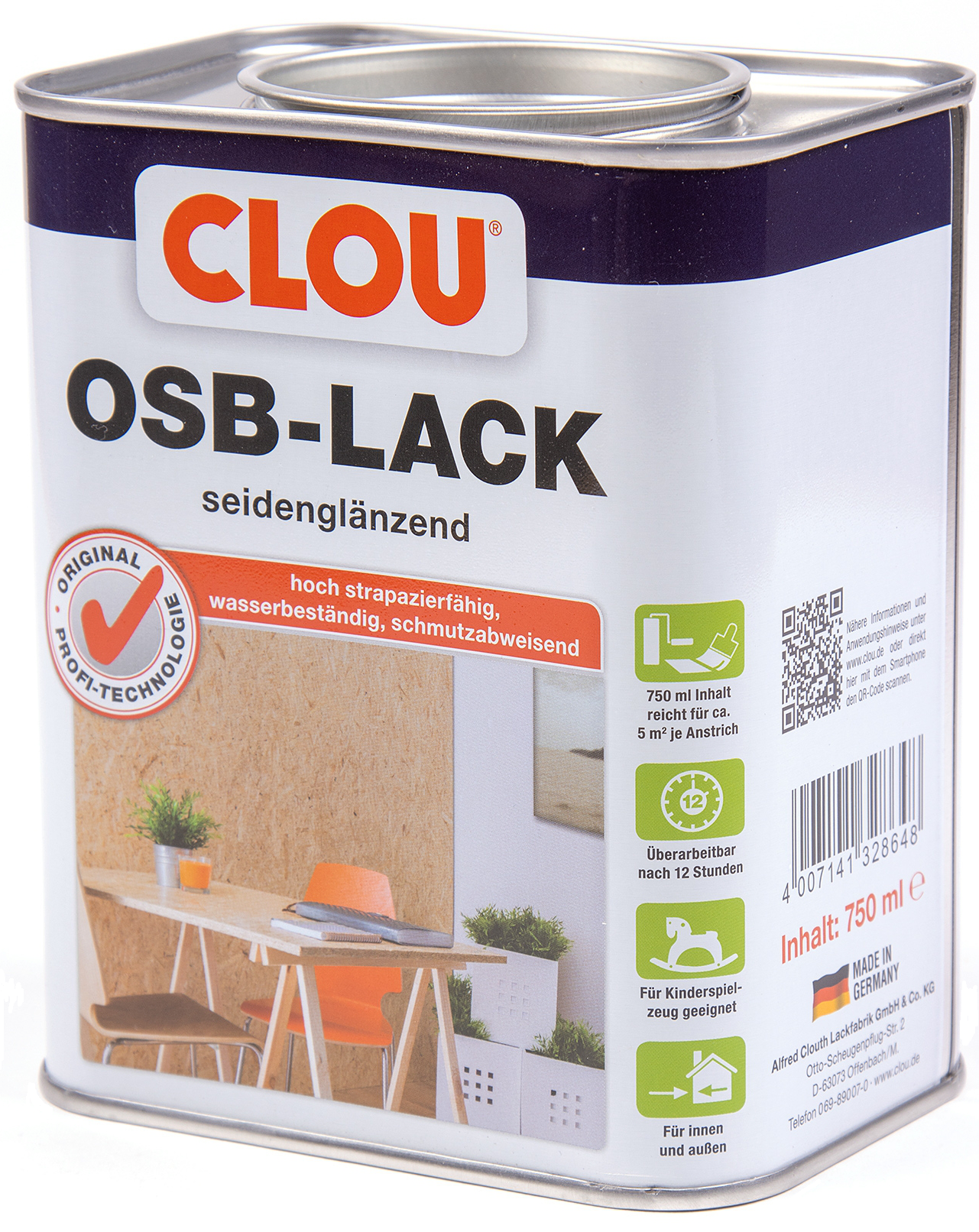 750ml Clou OSB-Lack farblos seidenglänzend