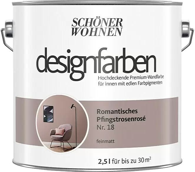 2,5L Schöner Wohnen Designfarbe Romantisches Pfingstrosenrose 18