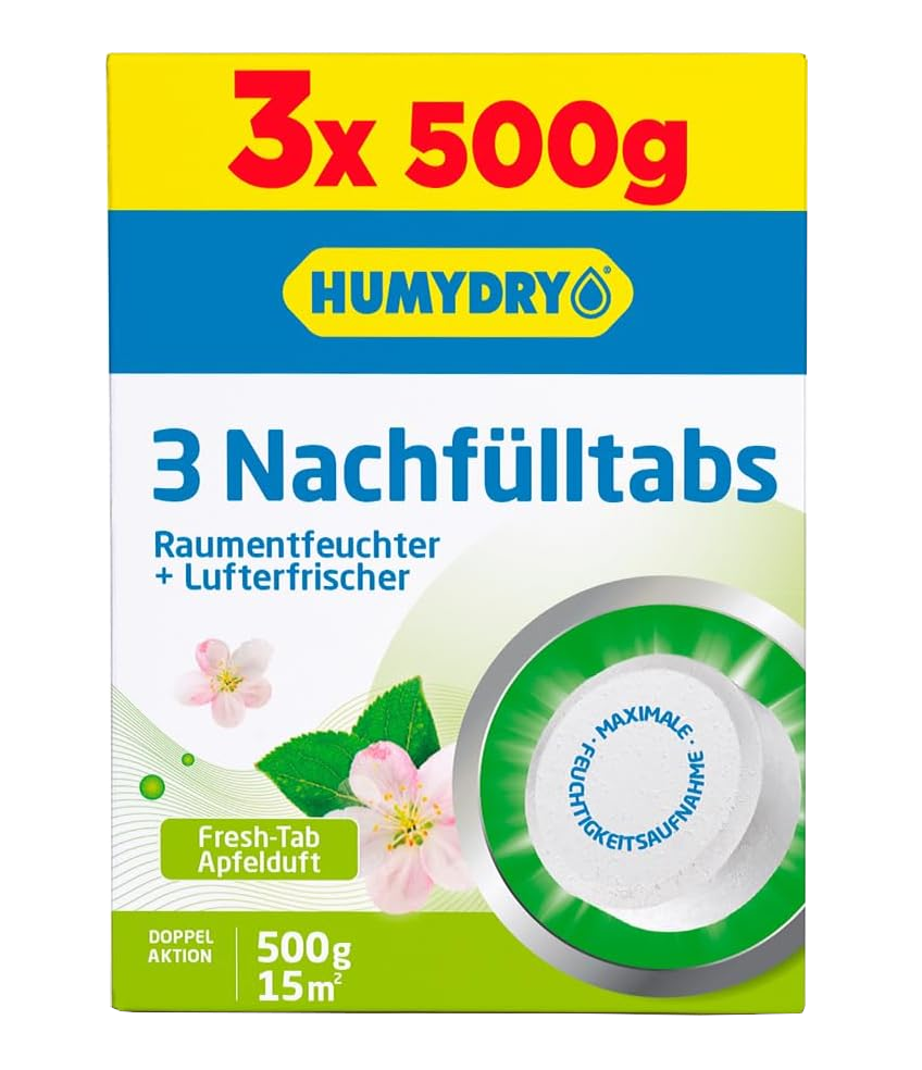 3er Pack Nachfülltabs Apfel HUMYDRY 3 x 500g