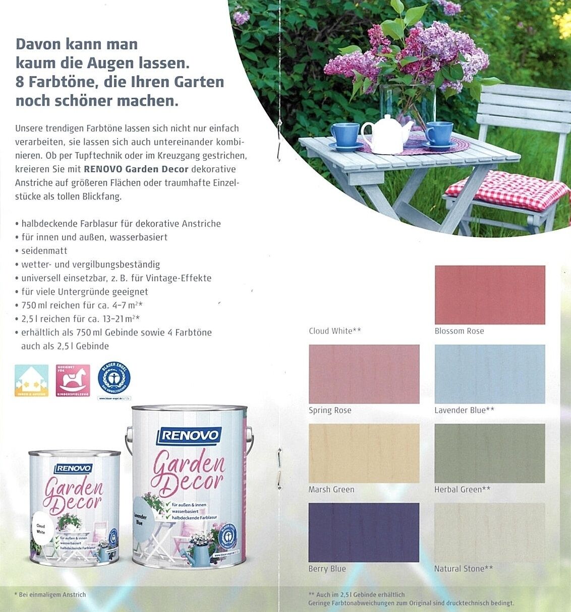 750ml Renovo Garden Decor Farblasur Blossom Rose