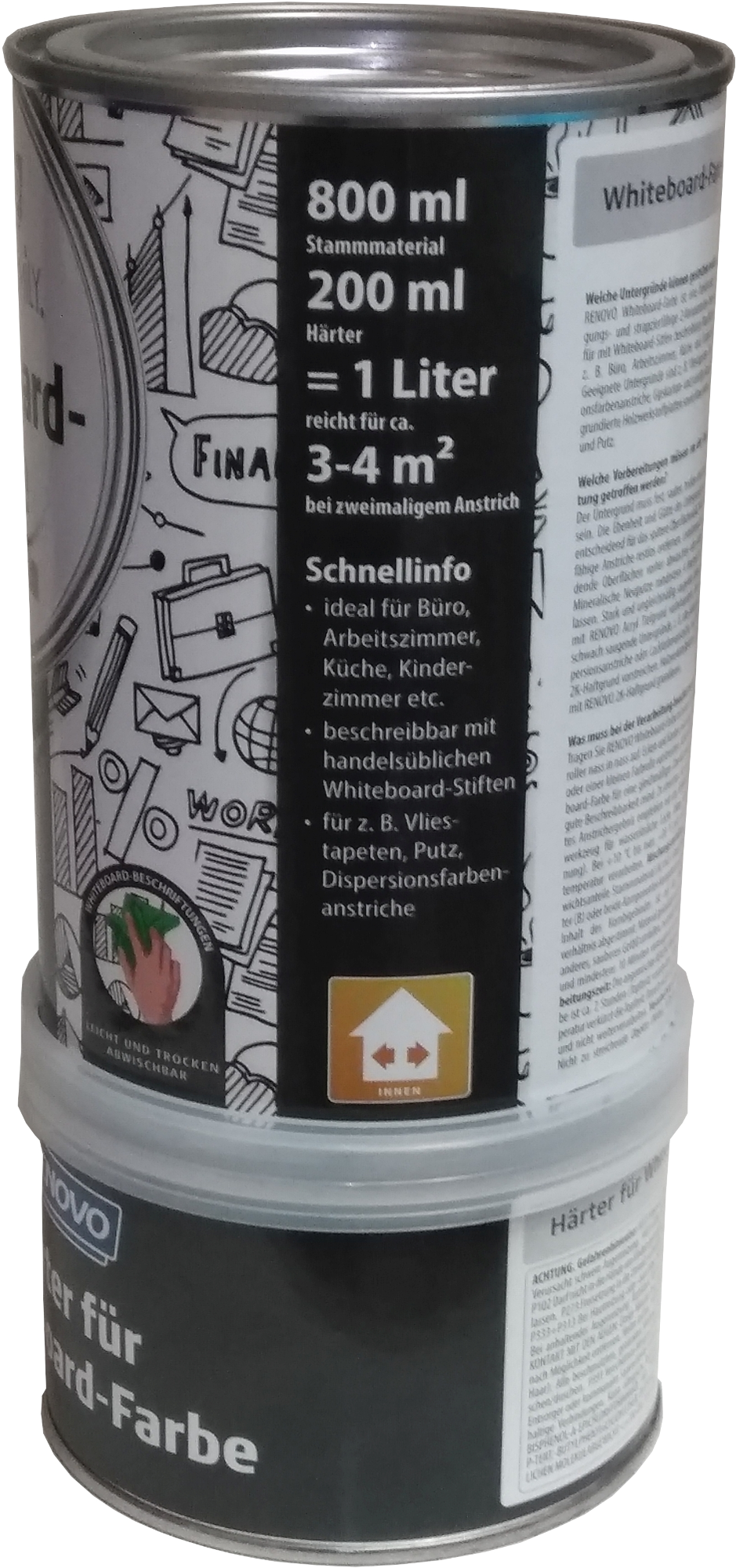 1L Renovo Whiteboard-Farbe weiss glänzend