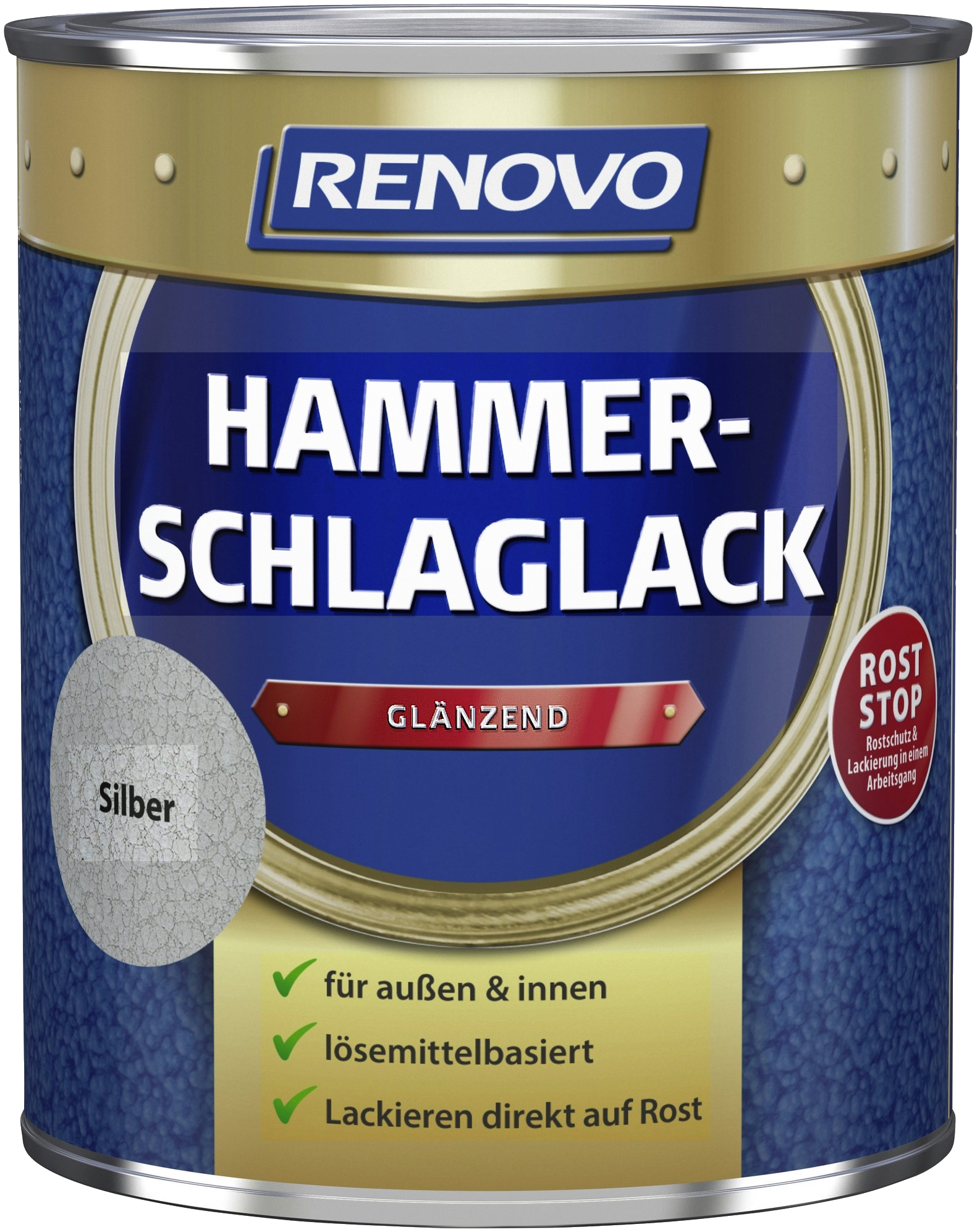 750ml Renovo Hammerschlaglack glänzend silber