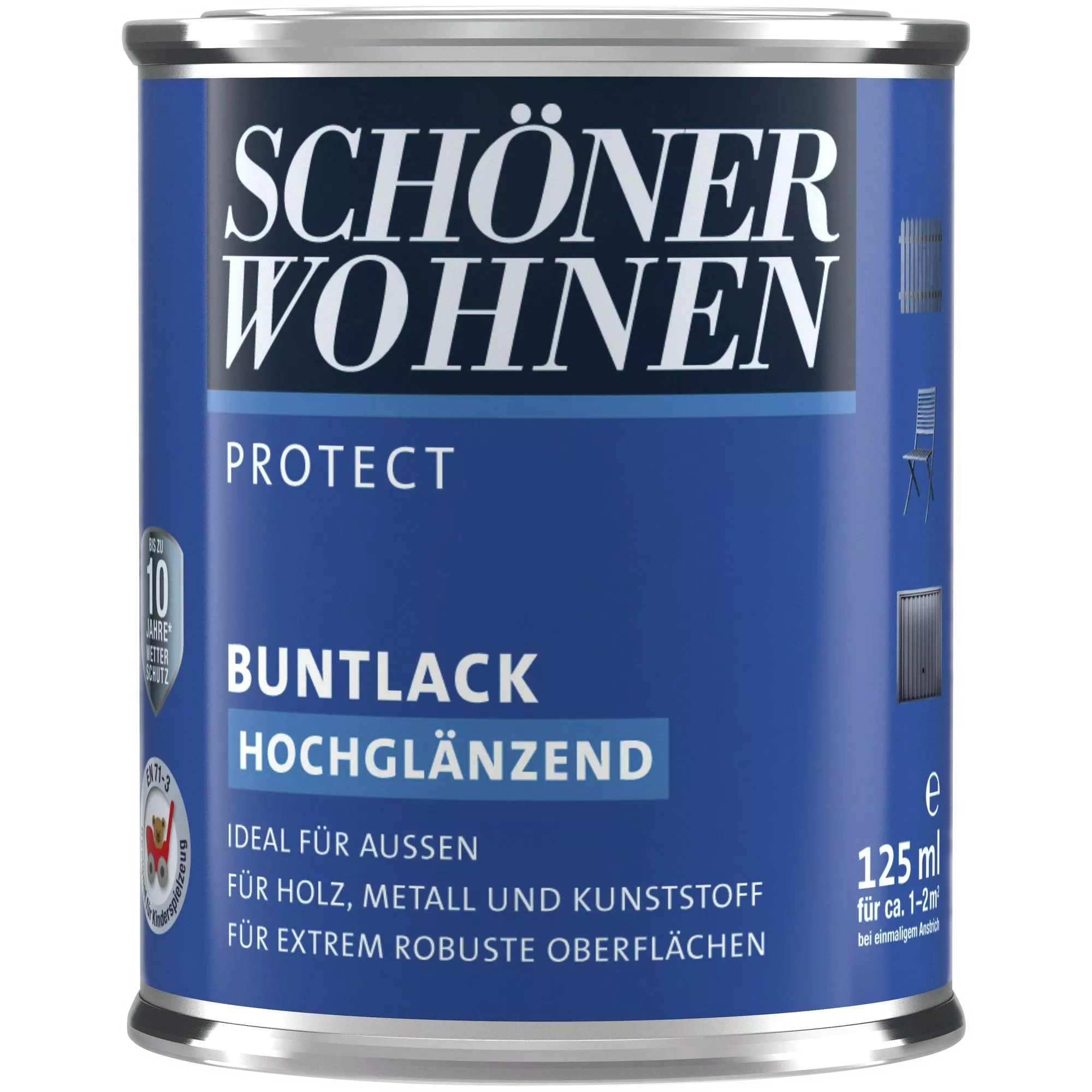 125ml Schöner Wohnen Protect Buntlack hochglänzend 9900 Schwarz
