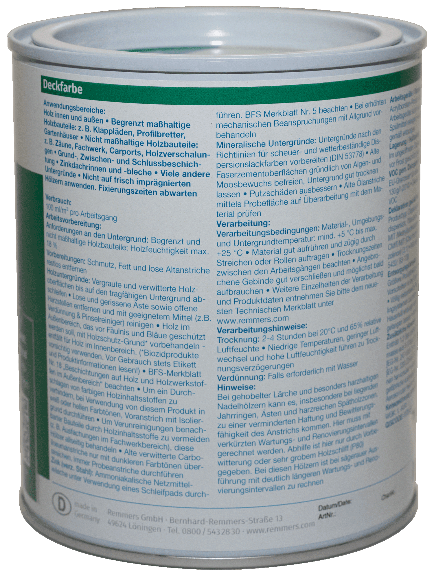 750ml Remmers Deckfarbe Flaschengrün