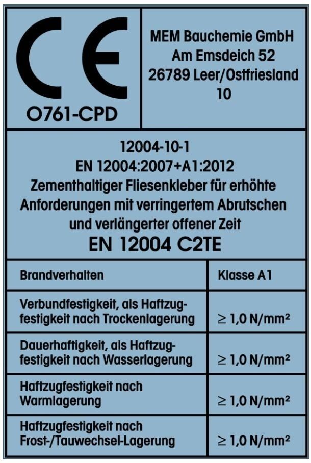 25Kg MEM Flex-Fliesenkleber C2TE S1 Flexmörtel