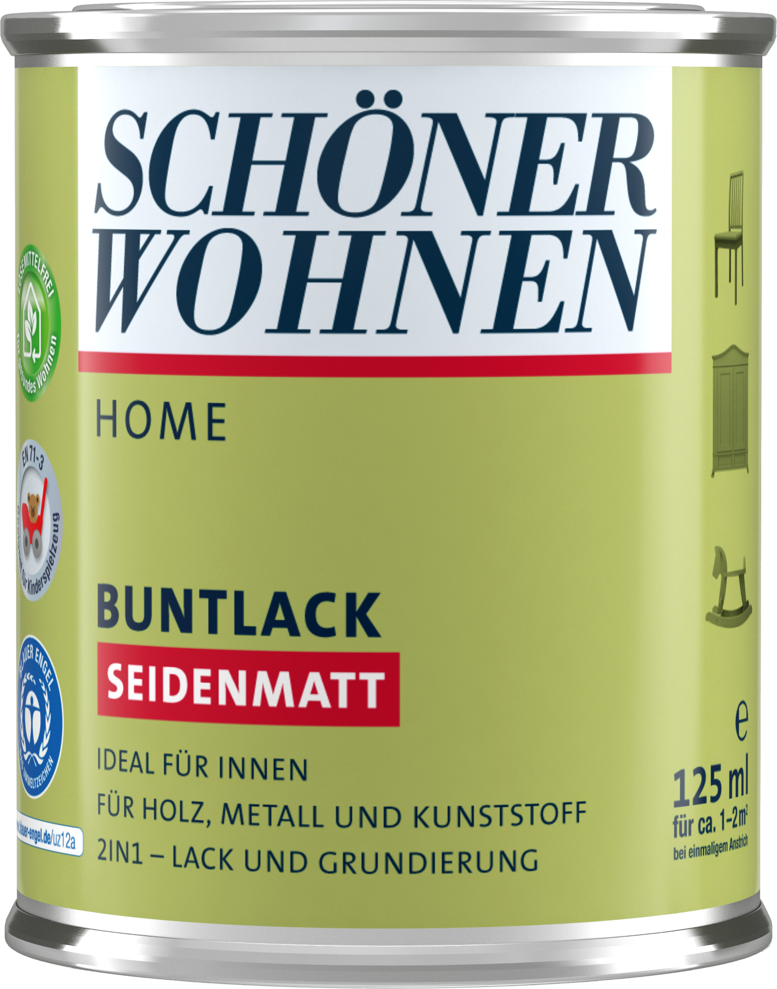 125ml Schöner Wohnen Home Buntlack seidenmatt, RAL 7047 Telegrau 4