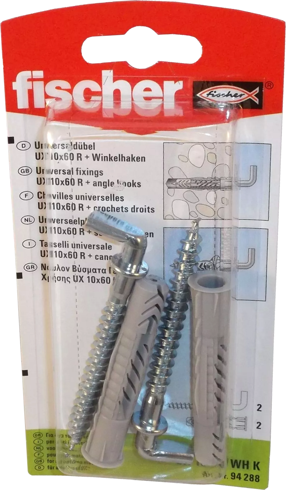 Fischer Universaldübel UX 10x60 WH K mit Haken