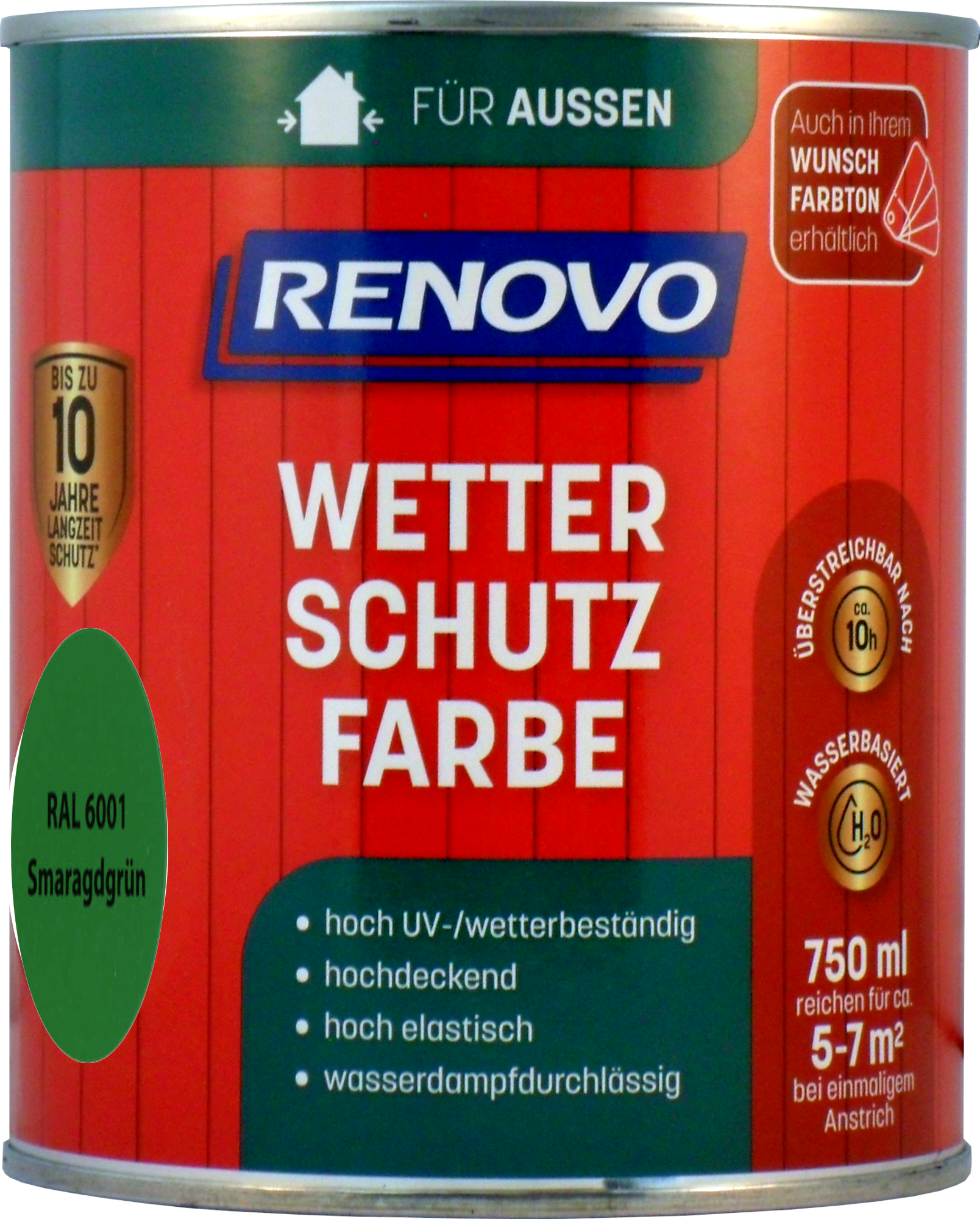 750ml Renovo Wetterschutzfarbe Nr.6001 smaragdgrün