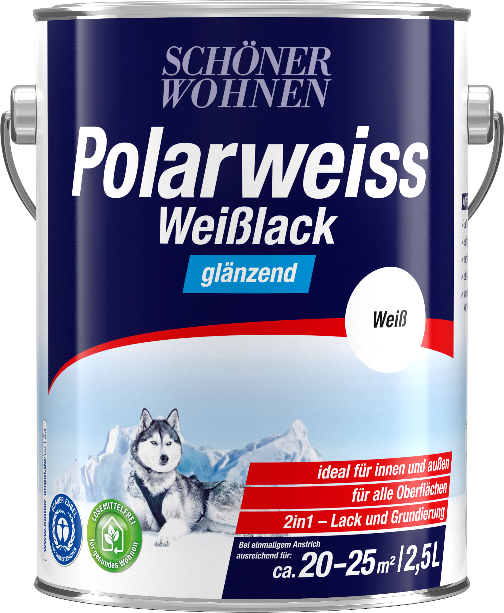 2,5L Schöner Wohnen Polarweiss Weisslack glänzend