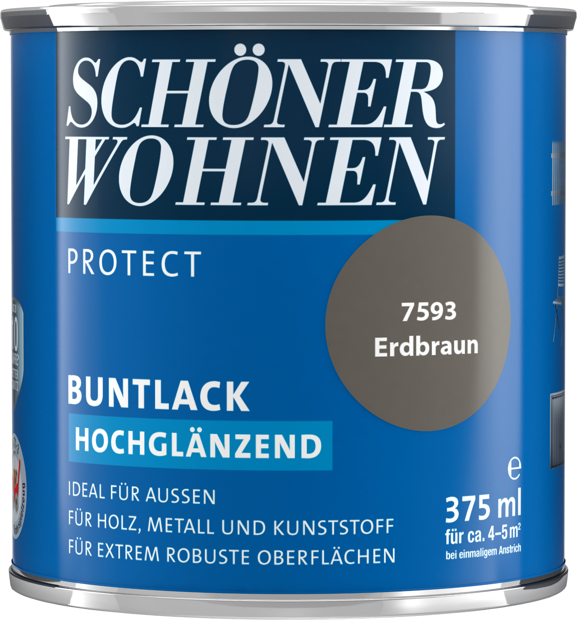 375ml Schöner Wohnen Protect Buntlack hochglänzend 7593 Erdbraun