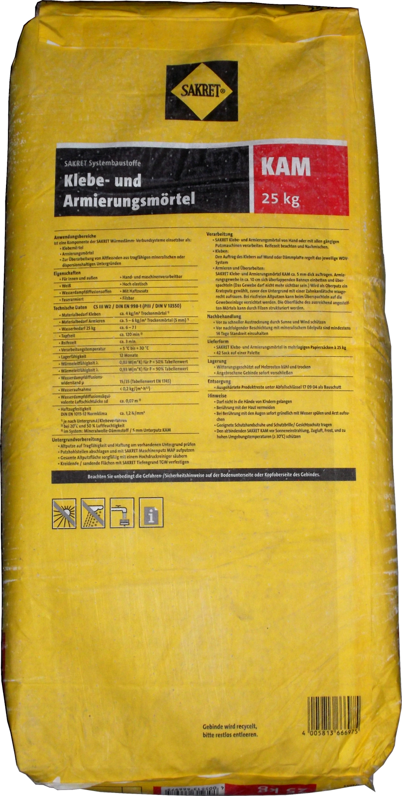 25kg Klebe- und Armierungsmörtel KAM weiß, Sakret