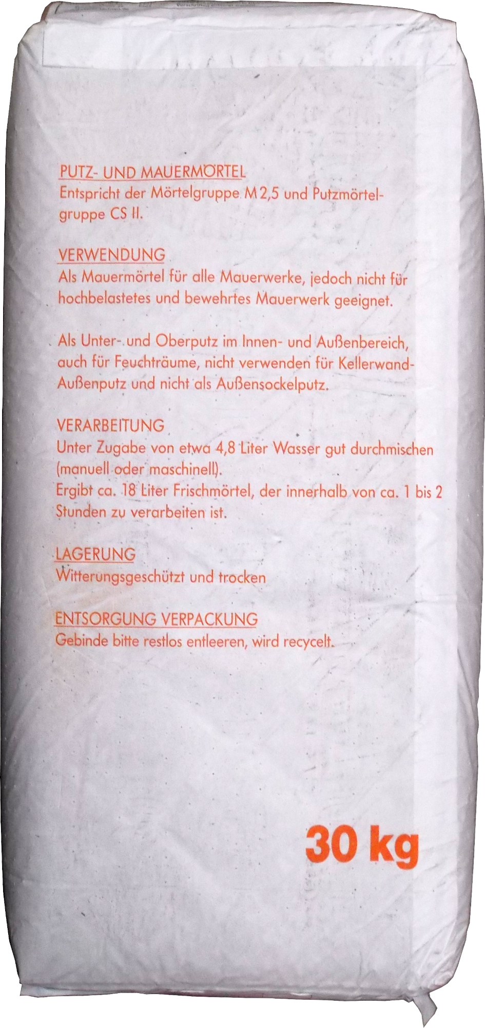 30Kg Mauermörtel Putzmörtel Trockenmörtel