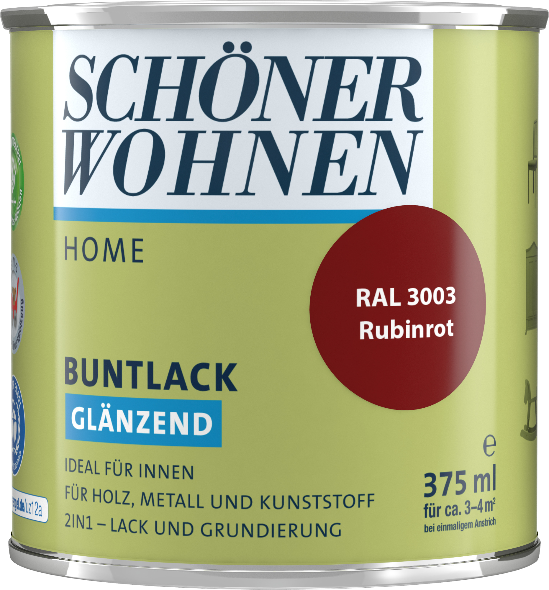 375ml Schöner Wohnen Home Buntlack glänzend, RAL 3003 Rubinrot