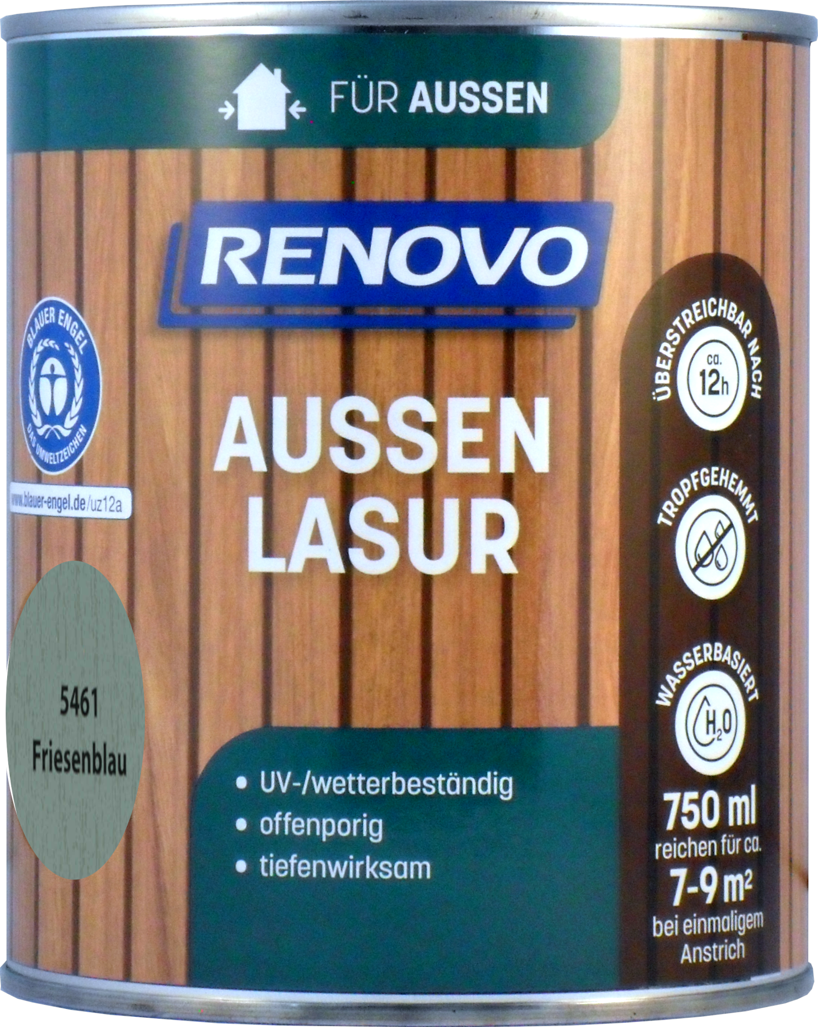 750ml Renovo Wetterlasur Nr.5461 Friesenblau