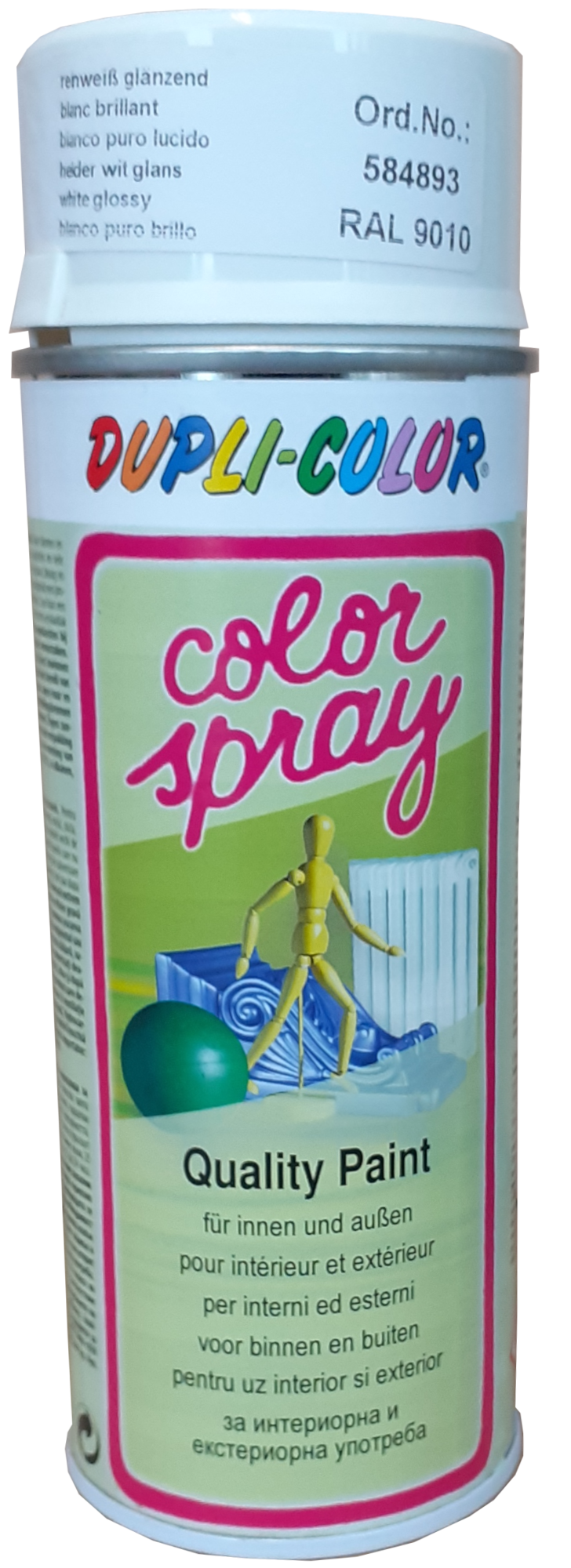400ml DUPLI-COLOR Sprühlack Color Spray Reinweiß RAL 9010 glänzend,