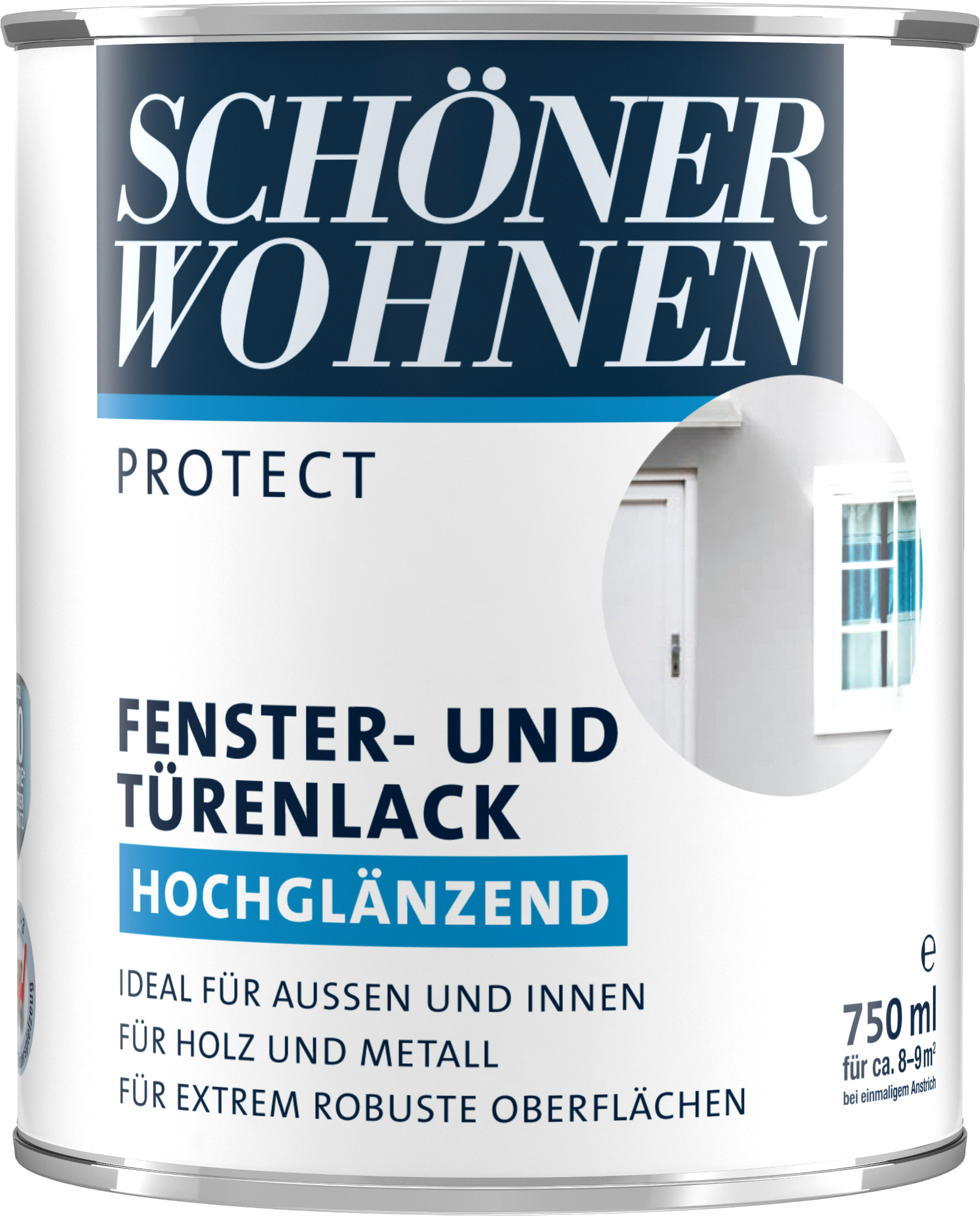750ml Schöner Wohnen Protect Fenster- und Türenlack glänzend weiss