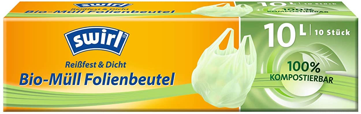 1 Rolle Swirl 10 Liter BIO Müll-Folienbeutel mitTragegriff