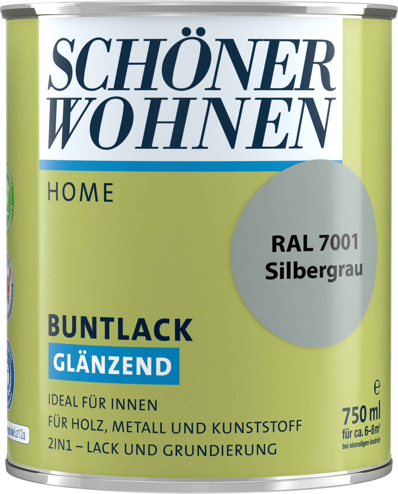 750ml Schöner Wohnen Home Buntlack glänzend, RAL 7001 Silbergrau
