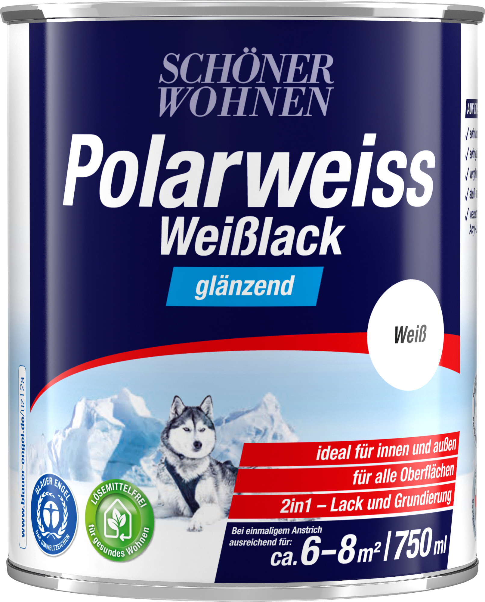 750ml Schöner Wohnen Polarweiss Weisslack glänzend