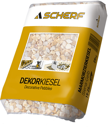25Kg SCHERF-Marmor Zierkiesel Siena-Gelb 15-25mm