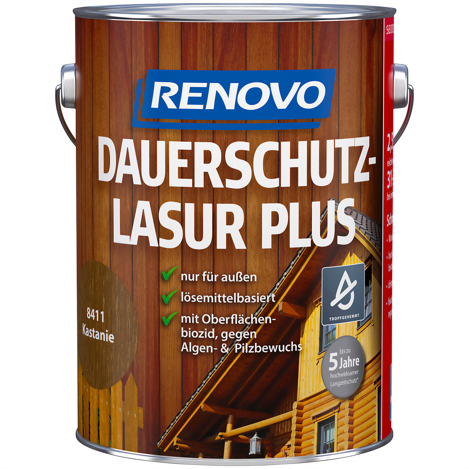 2,5L Renovo Dauerschutzlasur PLUS Nr.8411 Kastanie