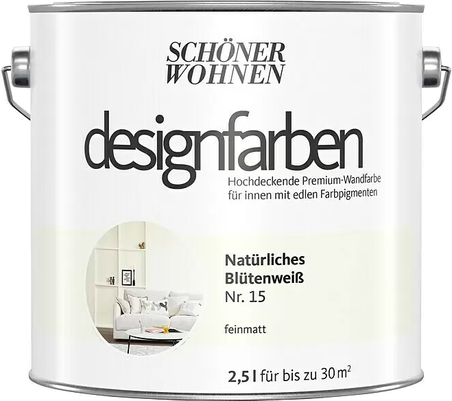 2,5L Schöner Wohnen Designfarbe Natürliches Blütenweiß 15
