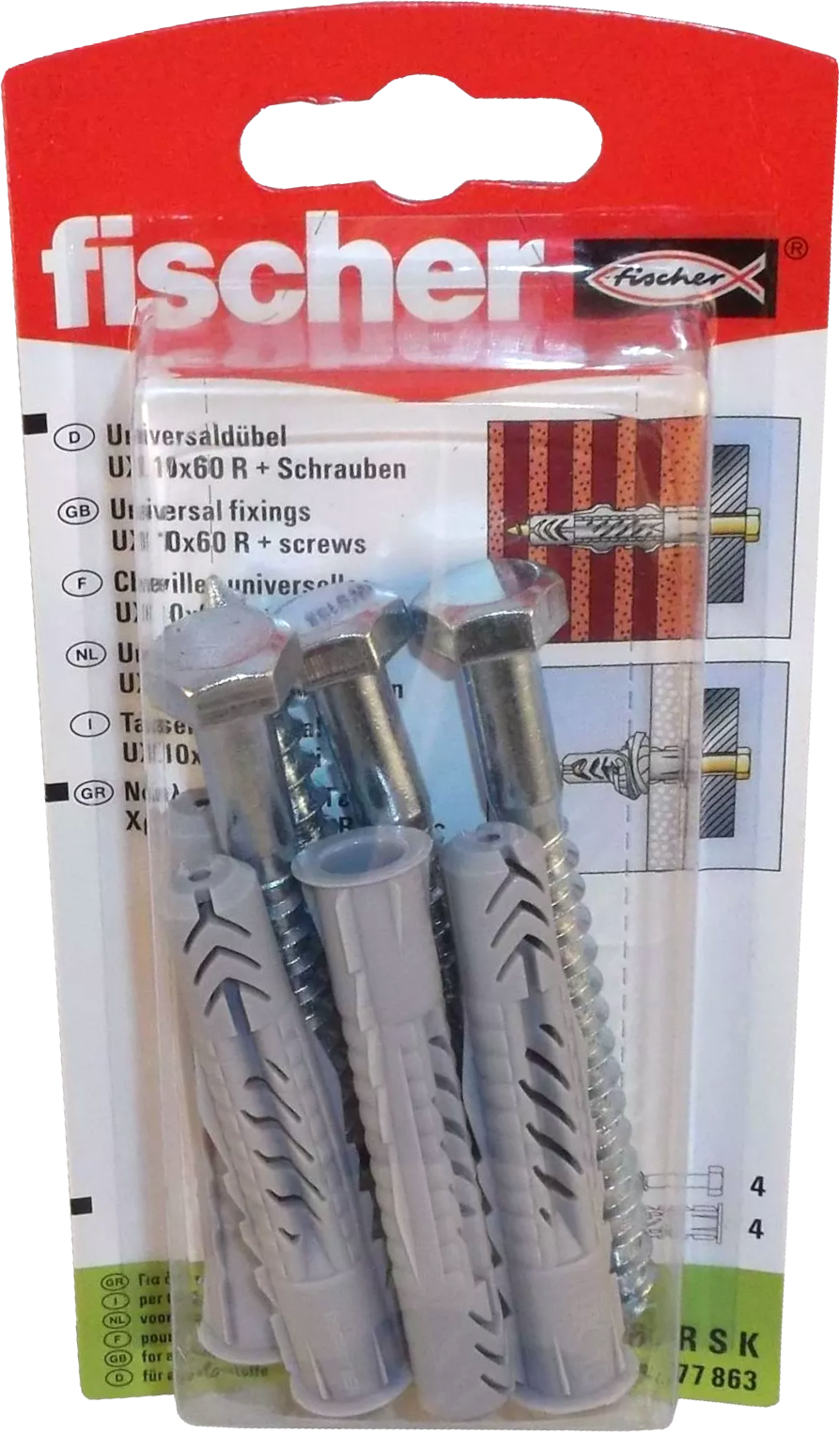 Fischer Universaldübel UX 10 x 60 RSK SB-Karte