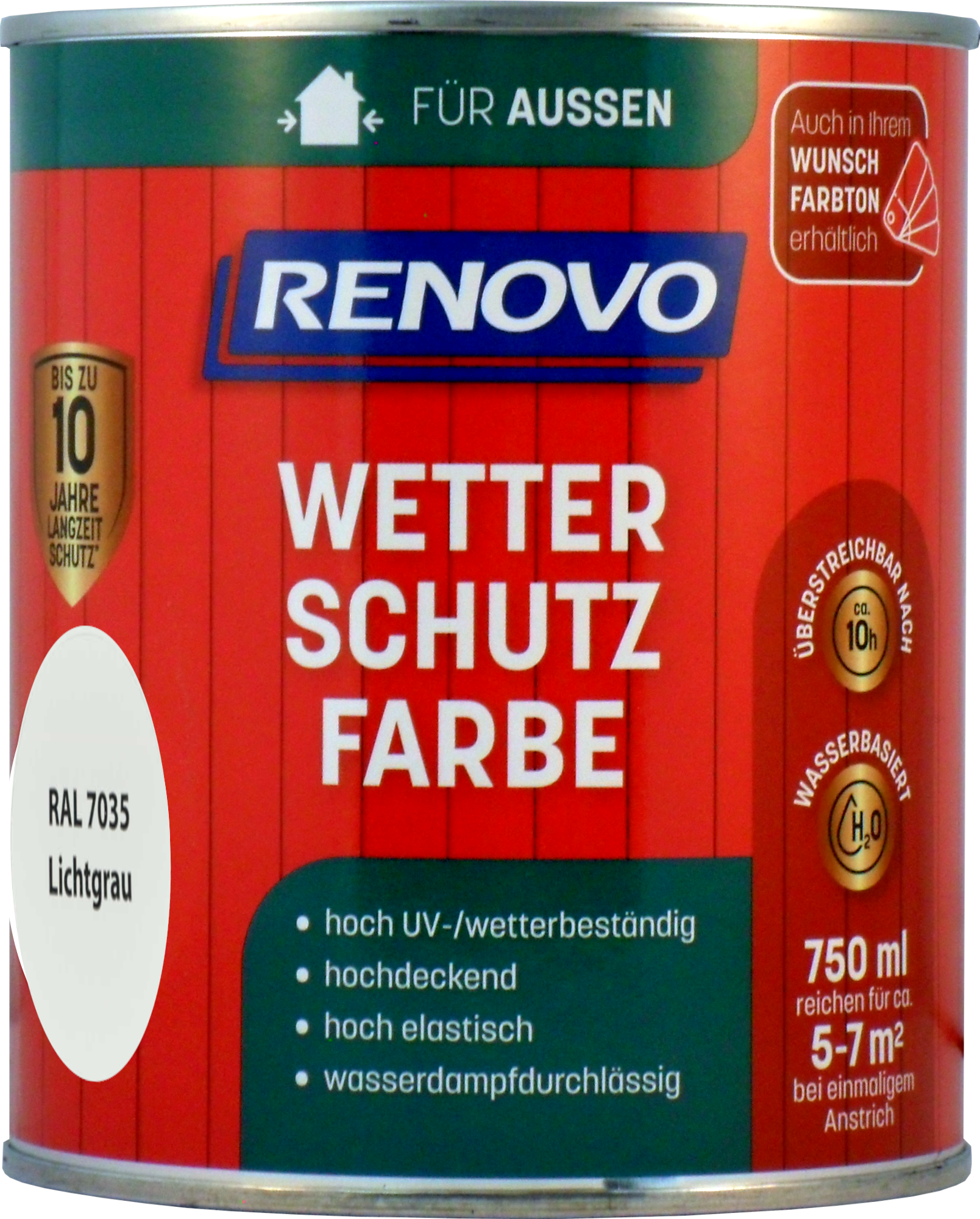 750ml Renovo Wetterschutzfarbe Nr.7035 lichtgrau