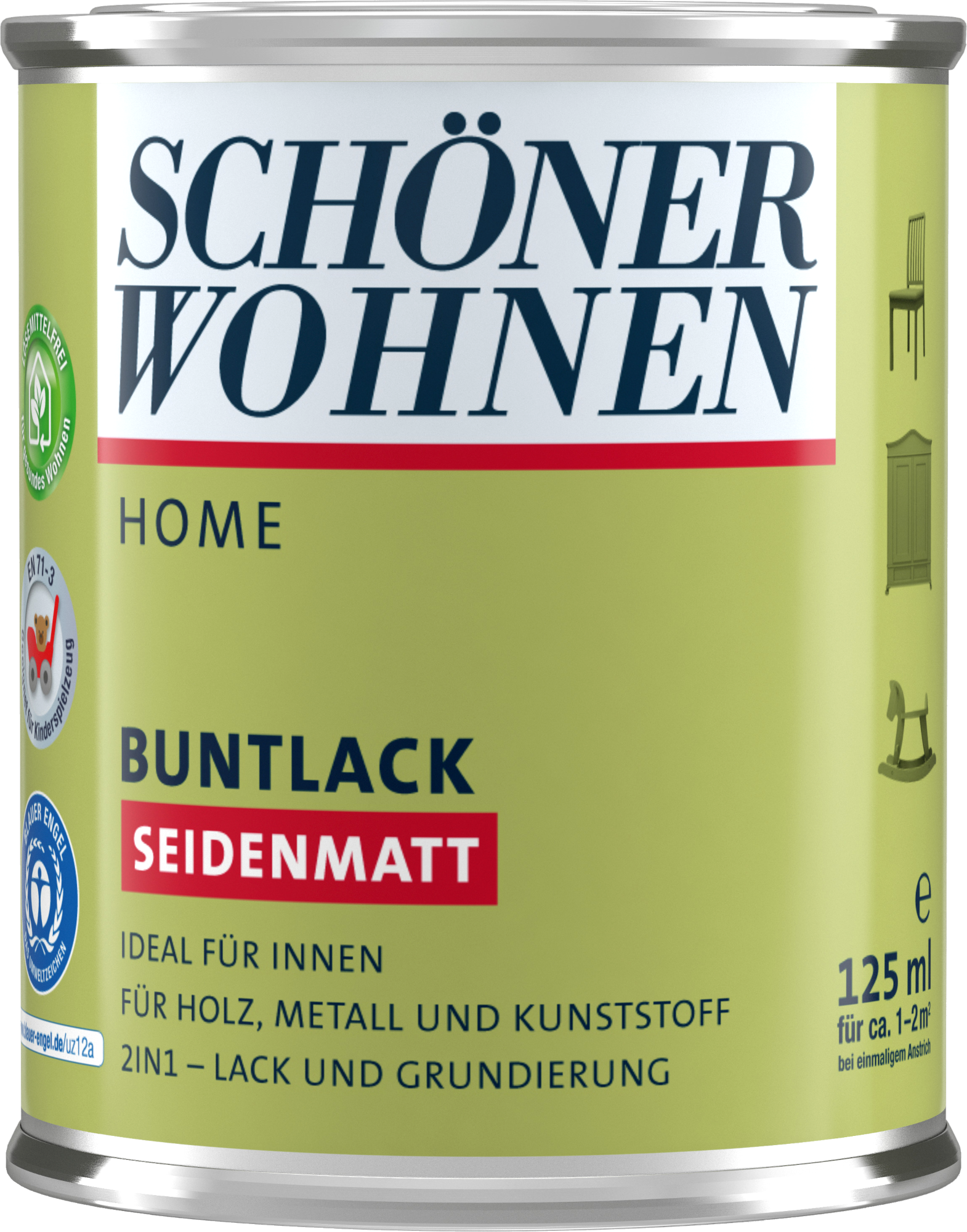 125ml Schöner Wohnen Home Buntlack seidenmatt, RAL 5015 Himmelblau