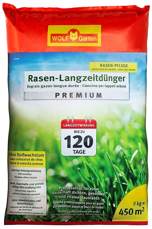 9kg Wolf-Garten LE 450 Rasen-Langzeitdünger Prem.