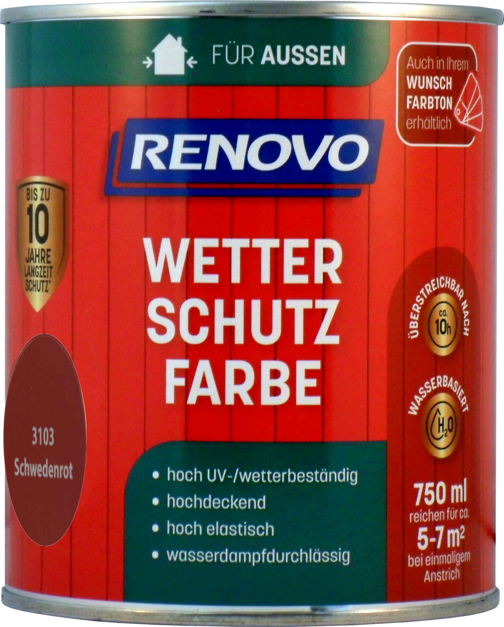 750ml Renovo Wetterschutzfarbe Nr.3103 schwedenrot