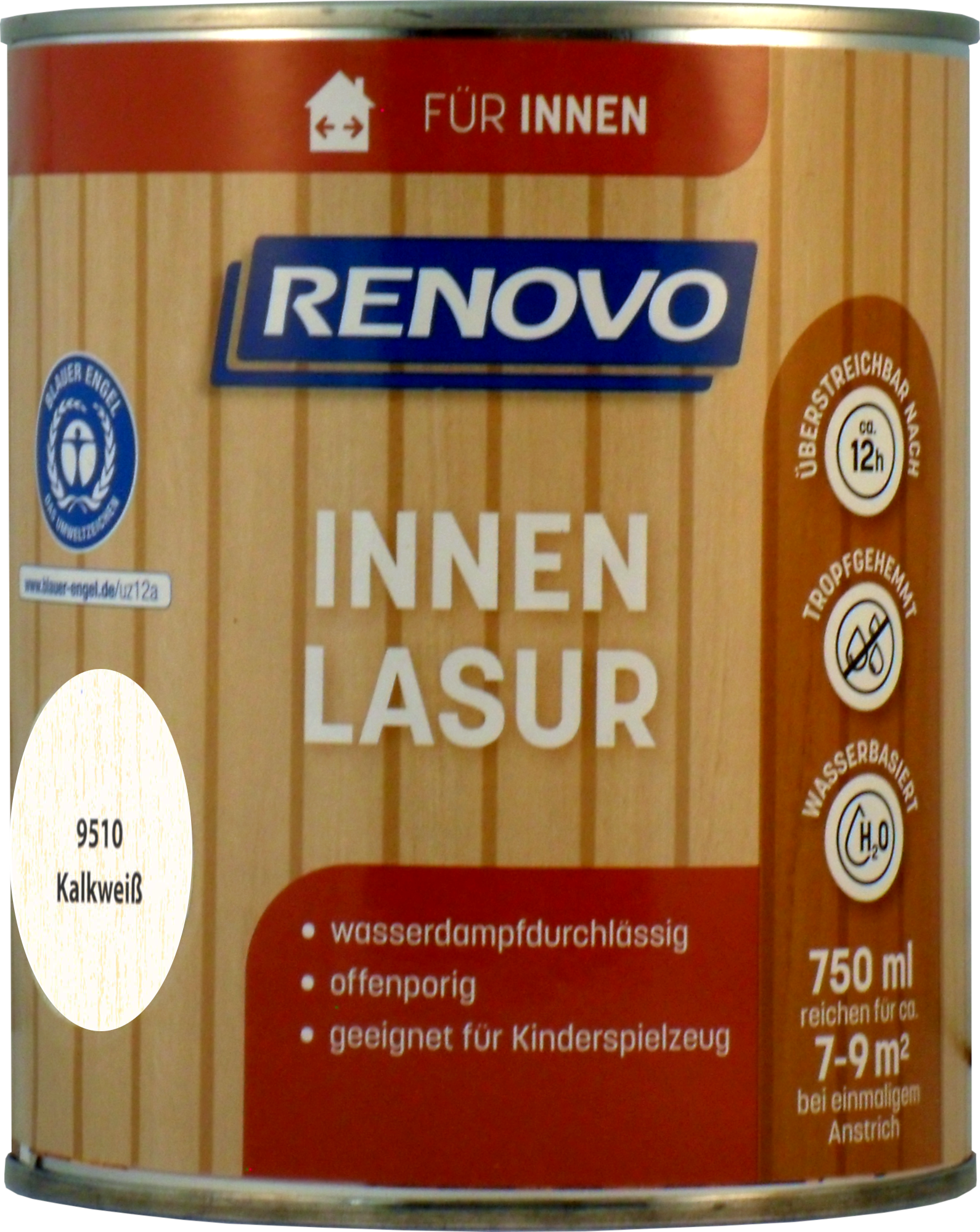 750ml Renovo Wohnraumlasur kalkweiß