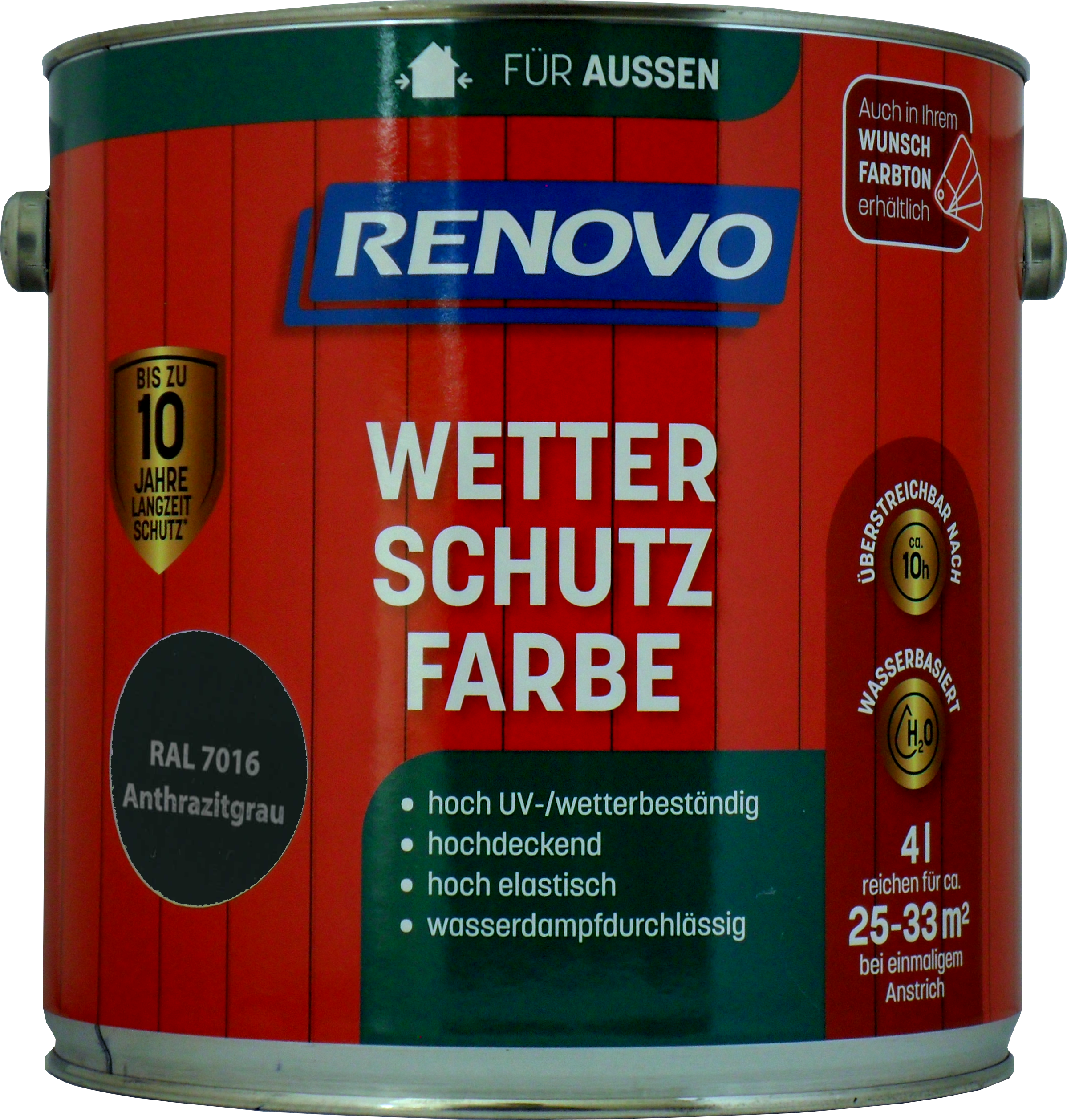 4 L Renovo Wetterschutzfarbe Nr.7016 anthrazitgrau