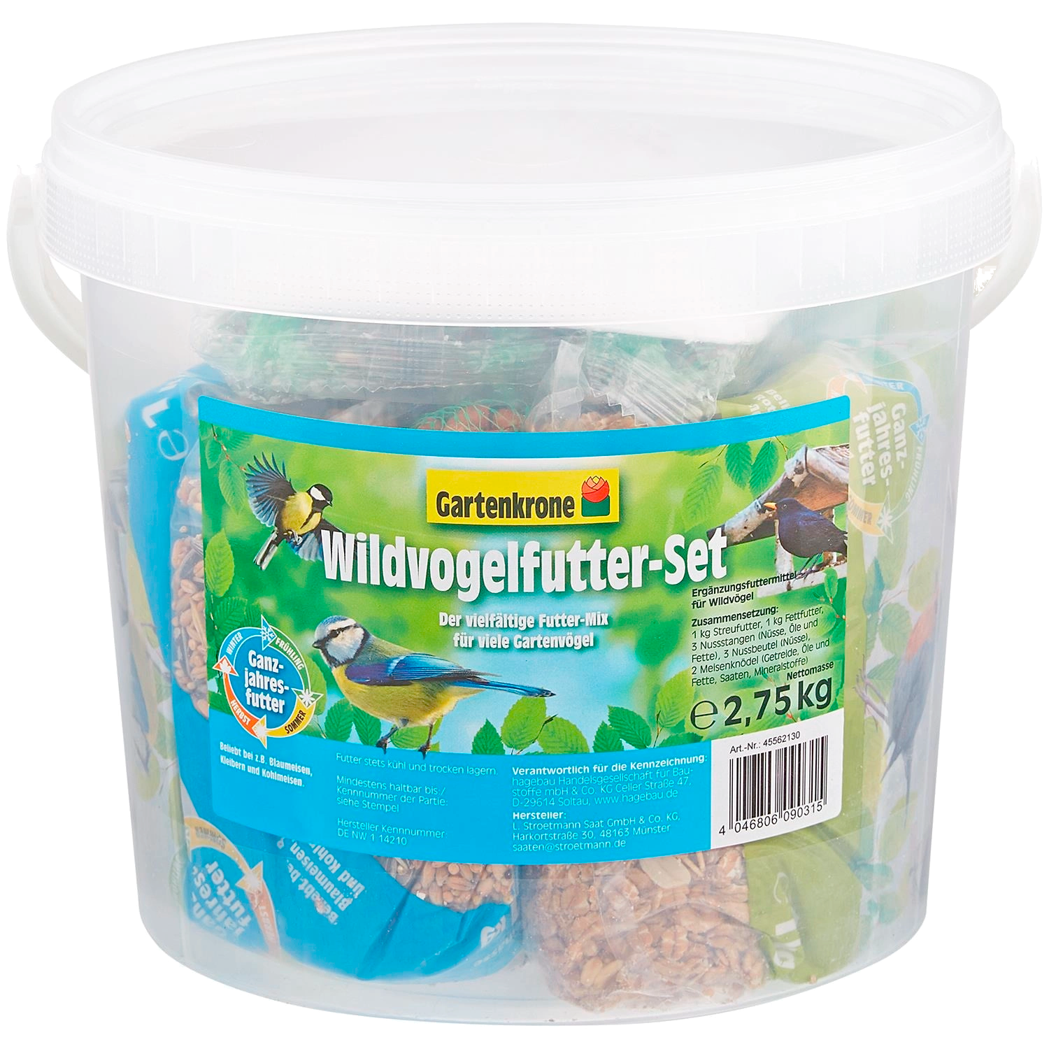 2,75kg Gartenkrone Wildvogelfutter-Set, im Eimer