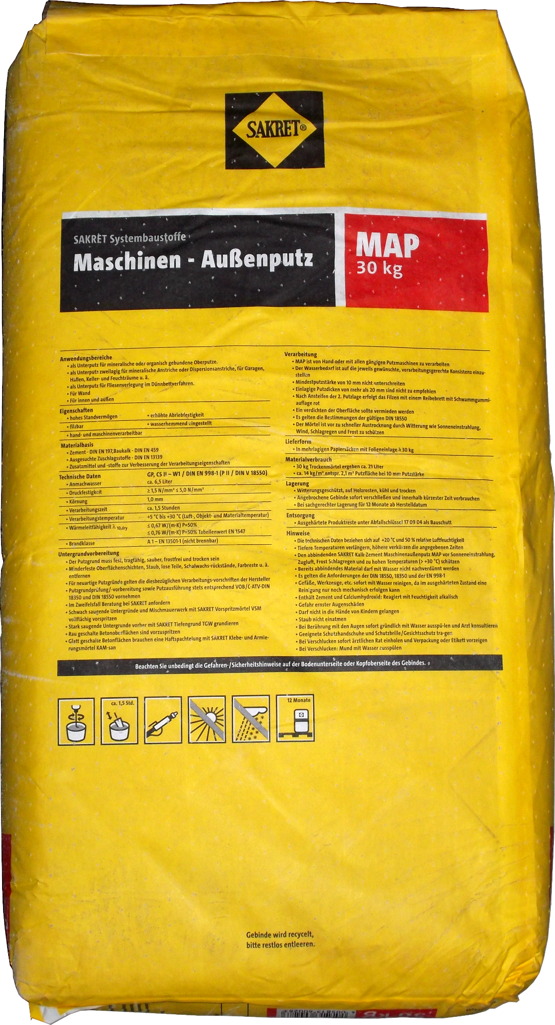 30kg Kalk-Zement-Putz MAP (22l) Sakret 0-1mm