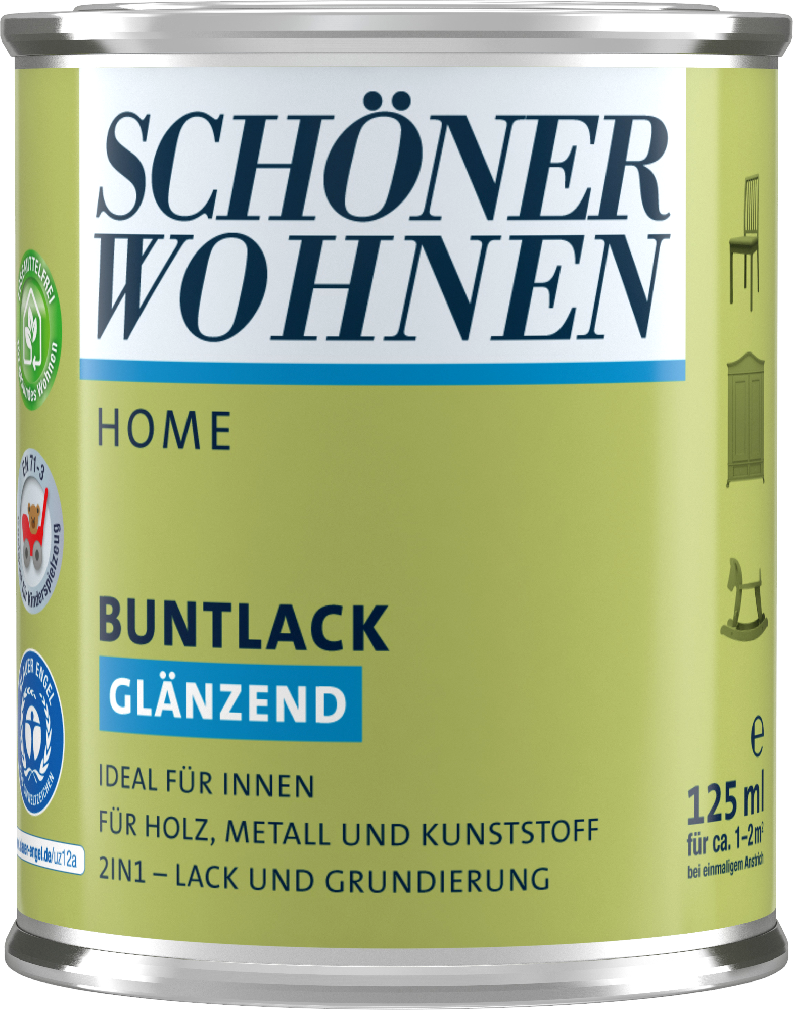 125ml Schöner Wohnen Home Buntlack glänzend, RAL 7001 Silbergrau