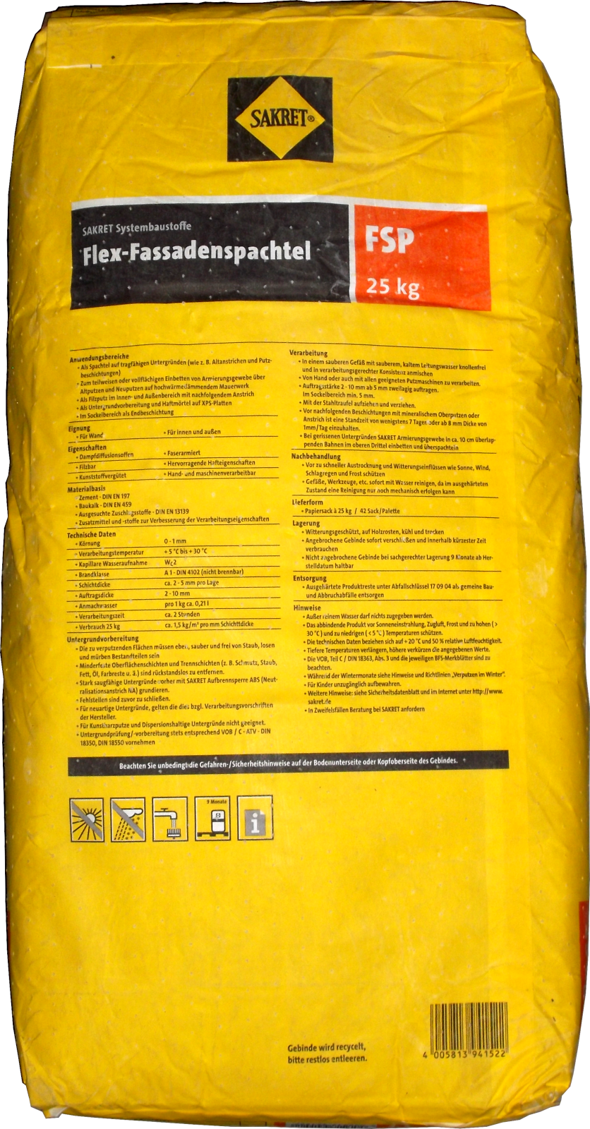 25kg Flex-Fassaden-Spachtel FSP Sakret 0-1mm
