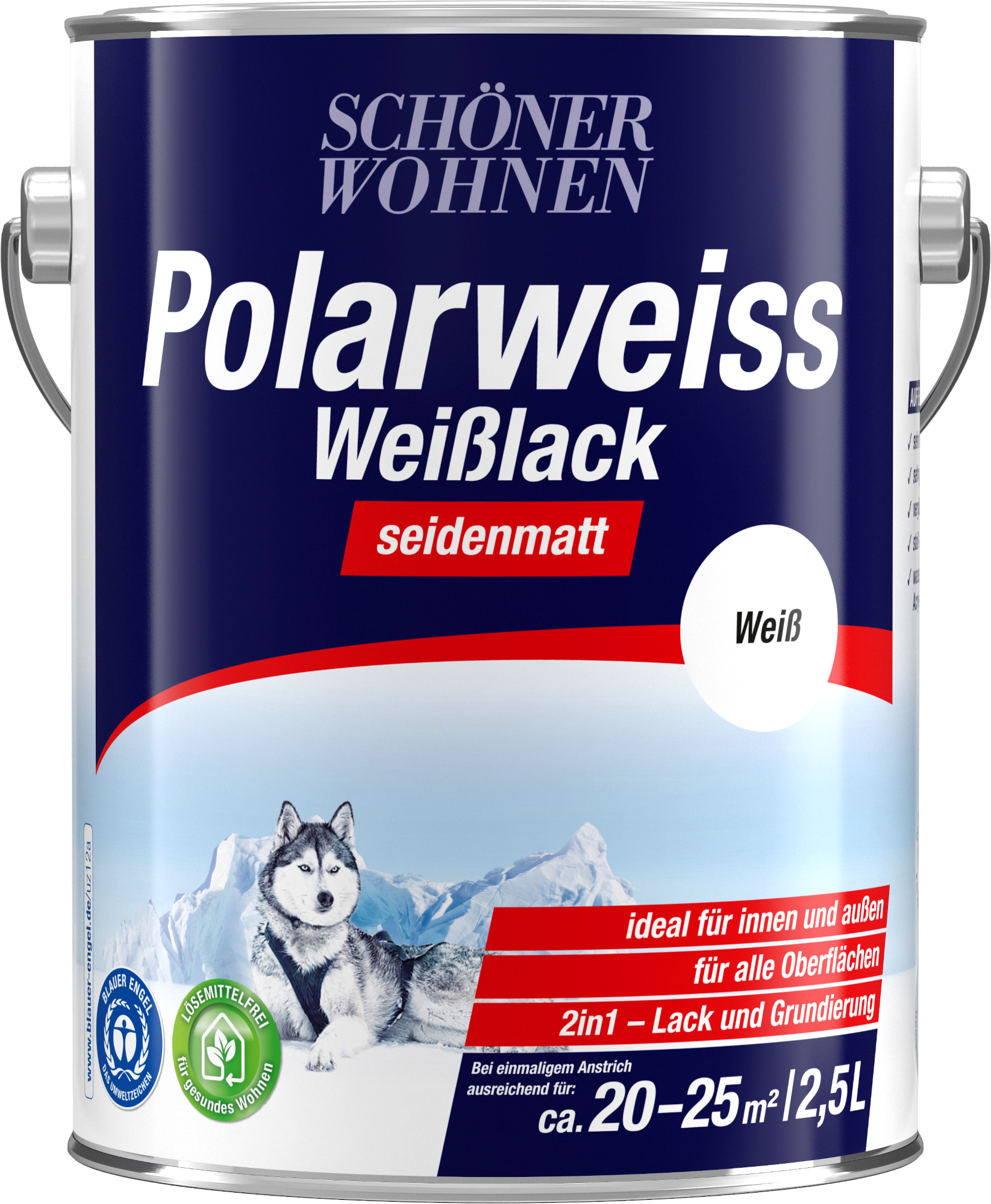 2,5L Schöner Wohnen Polarweiss Weisslack seidenmatt