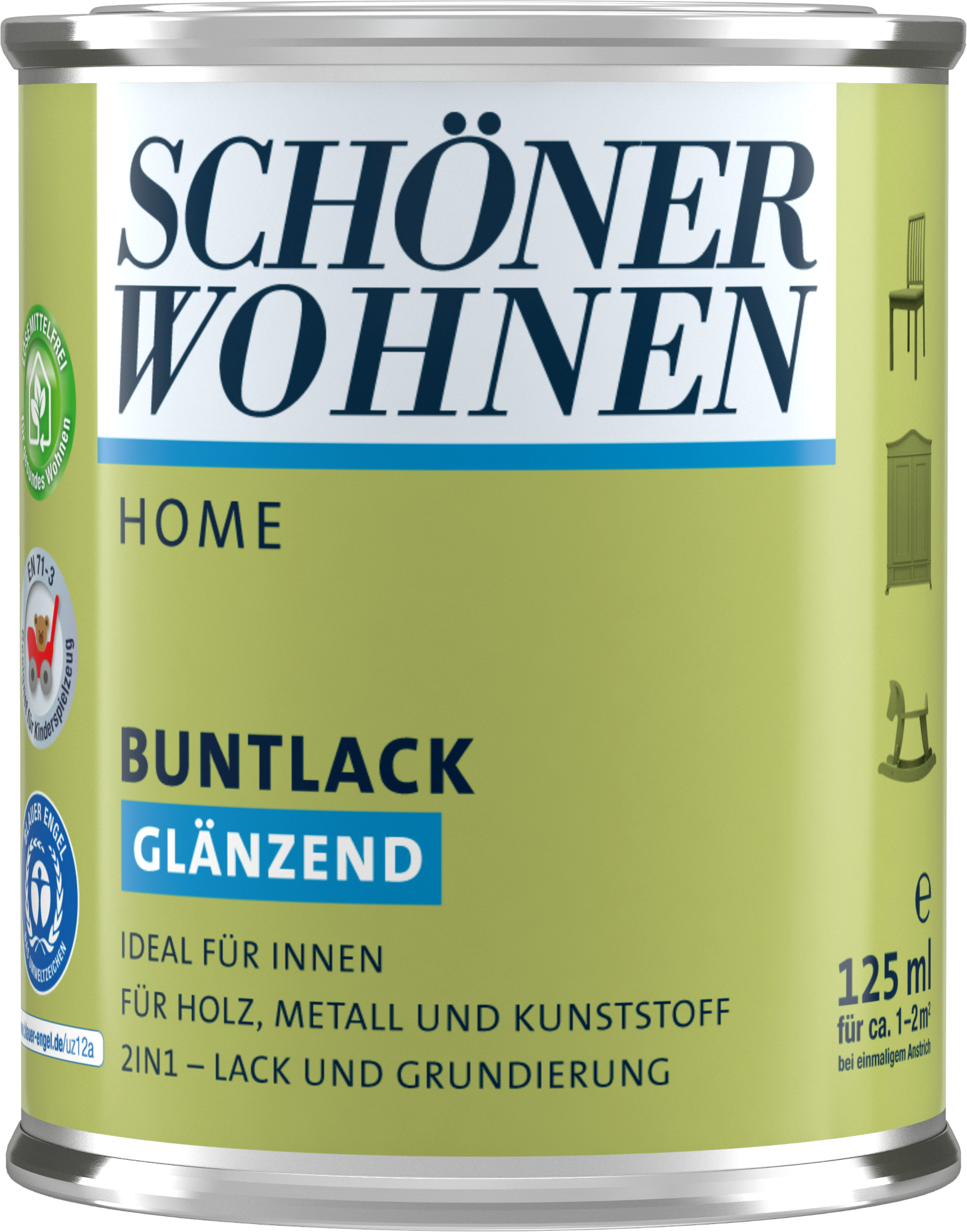 125ml Schöner Wohnen Home Buntlack glänzend, RAL 1015 Hellelfenbein