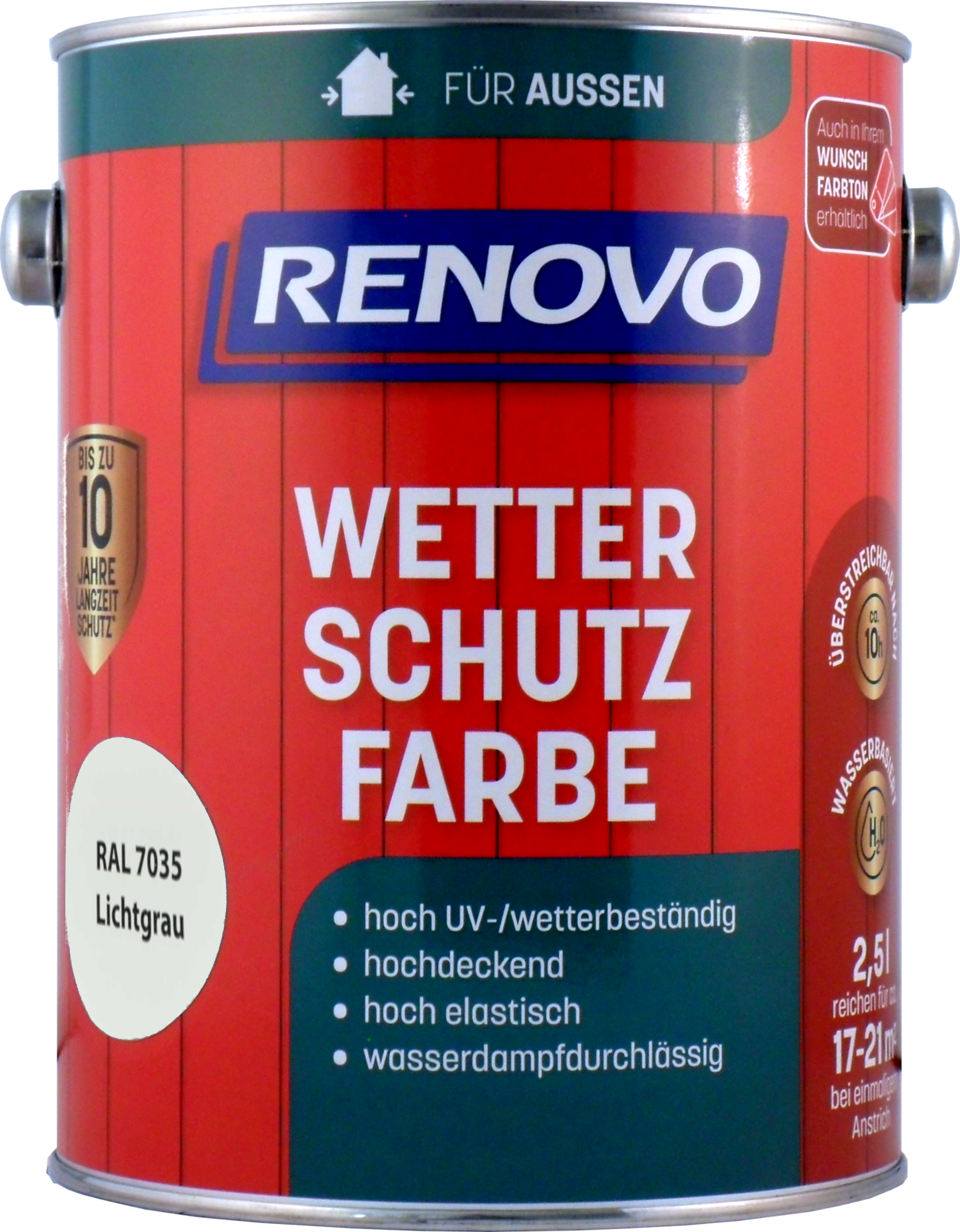 2,5L Renovo Wetterschutzfarbe Nr.7035 Lichtgrau