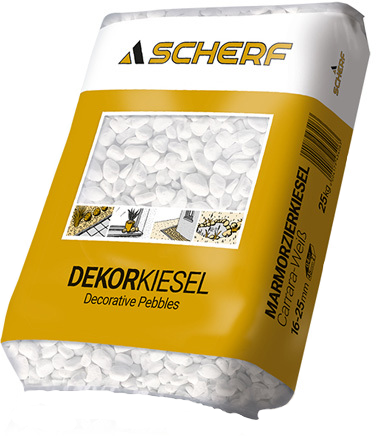 25Kg SCHERF-Marmorzierkiesel Carrara-Weiss 16-25mm