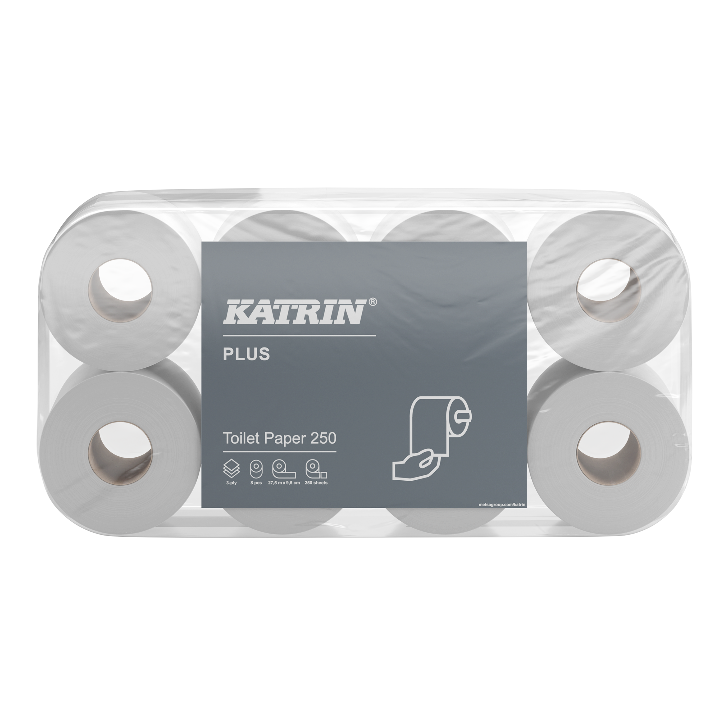 8 Rollen Katrin Plus Toilettenpapier 250 Blatt 3-lagig Schnellauflösend