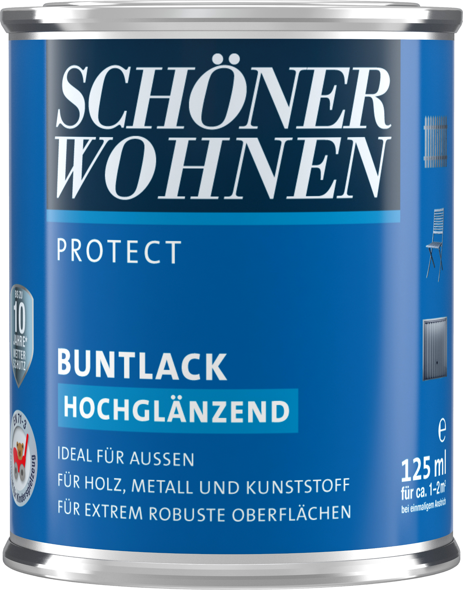 125ml Schöner Wohnen Protect Buntlack hochglänzend RAL 6005 Moosgrün